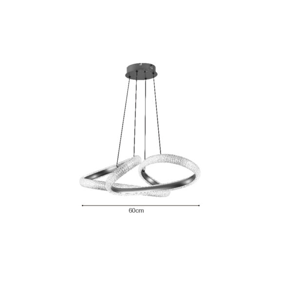 Inlight Κρεμαστό φωτιστικό LED 40W 3CCT (by switch on base)  σε χρώμιο D:60cm (6101-Chrome) - Image 2