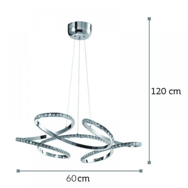 InLight Κρεμαστό φωτιστικό LED 85W 4000K από χρώμιο αλουμίνιο και κρύσταλλα D:60cm (6181-Χρώμιο) - Image 4