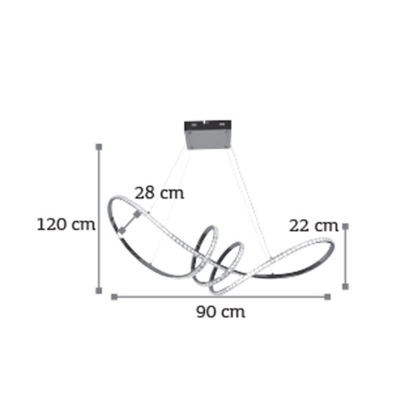 InLight Κρεμαστό φωτιστικό LED 75W 4000K από χρώμιο αλουμίνιο και κρύσταλλα D:90cm (6182-Χρώμιο) - Image 2
