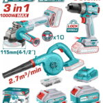 TOTAL ΕΠΑΓΓ. ΣΕΤ ΓΩΝΙΑΚΟΣ ΤΡΟΧΟΣ + ΔΡΑΠ/ΒΙΔΟ + ΦΥΣΗΤΗΡΑΣ ΜΠΑΤ. Li-ion 20V (TOSLI241192E)