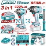 TOTAL ΕΠΑΓΓ. ΣΕΤ ΜΠΟΥΛΟΝΟΚΛΕΙΔΑ + ΛΑΜΠΑ ΣΥΝΕΡΓΕΙΟΥ ΜΠΑΤ Li-ion 20V (TOSLI241195E)