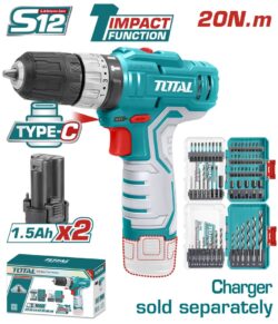 TOTAL ΕΠΑΓΓ. ΔΡΑΠ/ΒΙΔΟ ΚΡΟΥΣΤΙΚΟ ΜΠΑΤ. Li-ion 12V / 1.5Ah / 20Nm / 2 ΜΠΑΤ Type-C (TOSLI241197E)