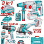 TOTAL ΕΠΑΓΓ. ΣΕΤ ΔΡΑΠ/ΒΙΔΟ ΚΡΟΥΣΤ.+ΠΝΕΥΜΑΤΙΚΟ ΠΙΣΤ.+ΓΩΝΙΑΚΟΣ ΤΡΟΧΟΣ ΜΠΑΤ. Li-ion 20V (TOSLI241198E)