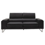 Καναπές Shea pakoworld 3θέσιος pu μαύρο-inox 198x80x87εκ - Image 2