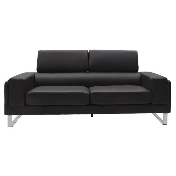 Καναπές Shea pakoworld 3θέσιος pu μαύρο-inox 198x80x87εκ - Image 2