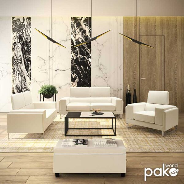 Καναπές Shea pakoworld 2θέσιος PU ivory-inox 158x80x87εκ - Image 2
