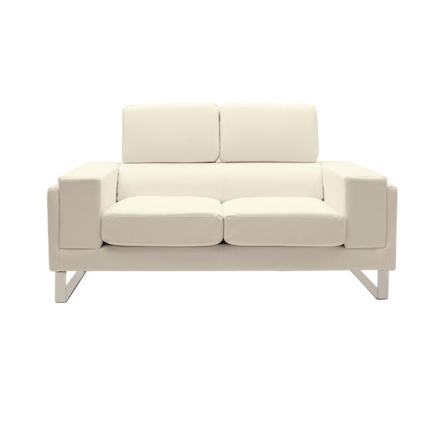 Καναπές Shea pakoworld 2θέσιος PU ivory-inox 158x80x87εκ - Image 3