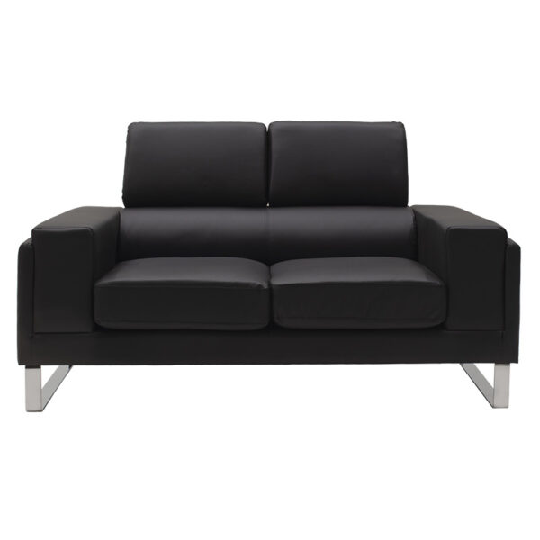 Καναπές Shea pakoworld 2θέσιος pu μαύρο-inox 158x80x87εκ - Image 2