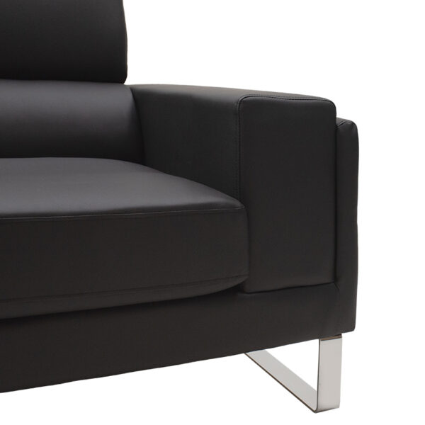 Καναπές Shea pakoworld 2θέσιος pu μαύρο-inox 158x80x87εκ - Image 4