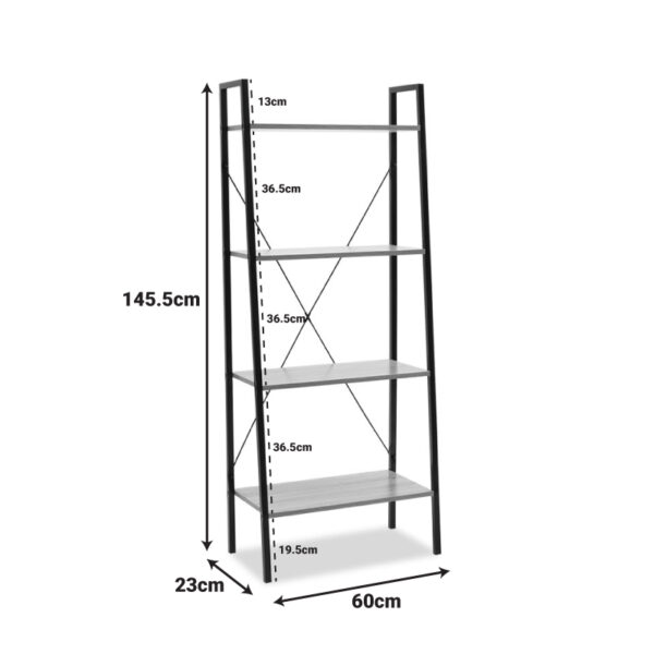 Βιβλιοθήκη- Ραφιέρα Ramon pakoworld φυσικό-μαύρο 60x23x145,5εκ - Image 5