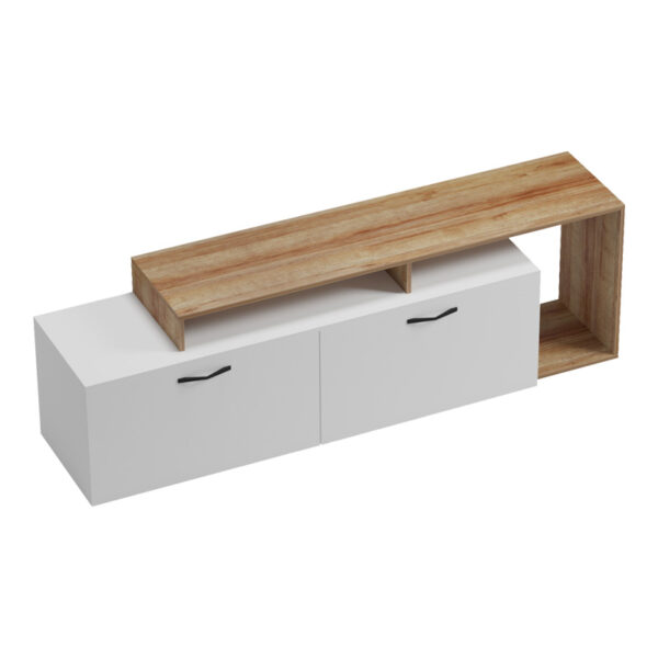 Έπιπλο τηλεόρασης Tobler pakoworld σε oak- λευκή απόχρωση 170x40x53εκ - Image 2