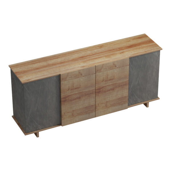 Μπουφές Zafore  pakoworld σε oak-γκρι μαρμάρου 180x45x80εκ - Image 2