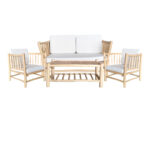 Σαλόνι Mayorka pakoworld σετ 4 τεμαχίων φυσικό teak ξύλο-λευκό μαξιλάρι