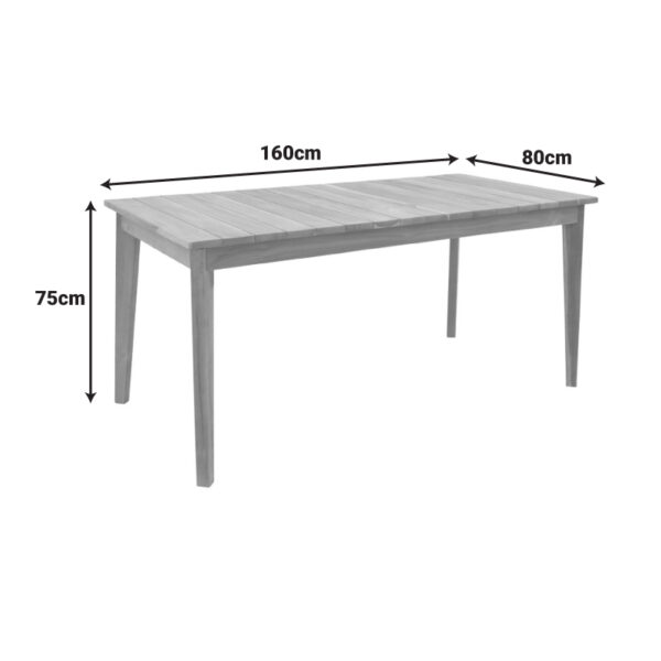 Τραπέζι Ory pakoworld teak ξύλο σε φυσική απόχρωση 160x80x75εκ - Image 6