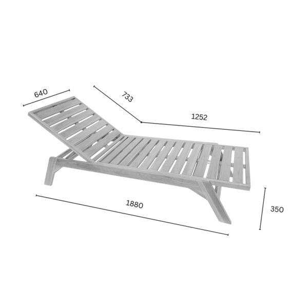 Ξαπλώστρα Melop pakoworld teak ξύλο σε φυσική απόχρωση 200x70x35εκ - Image 9