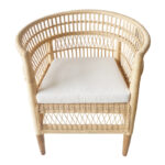 Πολυθρόνα Necorian paakoworld teak ξύλο με pe rattan σε φυσική απόχρωση και λευκό μαξιλάρι 80x70x87εκ - Image 4