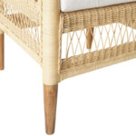 Πολυθρόνα Necorian paakoworld teak ξύλο με pe rattan σε φυσική απόχρωση και λευκό μαξιλάρι 80x70x87εκ - Image 7