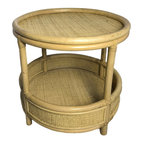 Βοηθητικό τραπέζι Moody pakoworld pe rattan σε φυσική απόχρωση Φ55x51εκ - Image 2