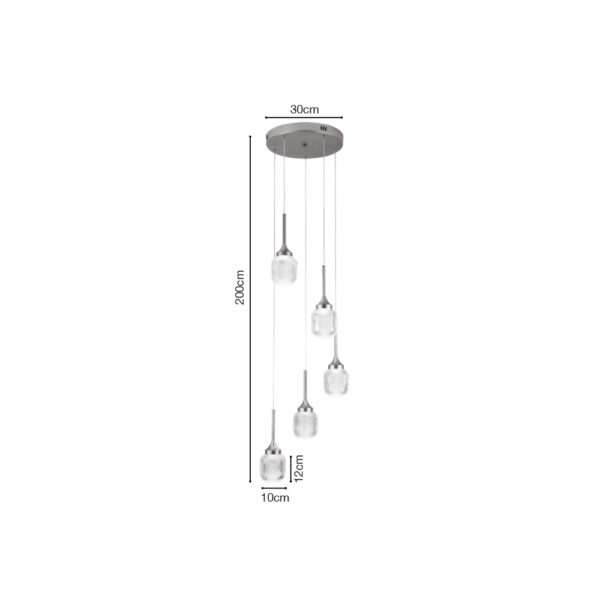 Inlight Κρεμαστό φωτιστικό LED 5*10W από χρυσαφί μέταλλο και ακρυλικό D:30x200cm (4077-5-Golden) - Image 4