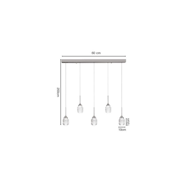 Inlight Κρεμαστό φωτιστικό LED 5*10W από χρυσαφί μέταλλο και ακρυλικό D:60x200cm (4077R-5-Golden) - Image 4