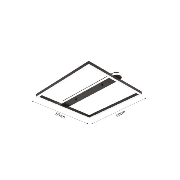 Inlight Πλαφονιέρα οροφής LED 35W 3CCT σε μαύρη απόχρωση D:50x50cm (6110) - Image 2