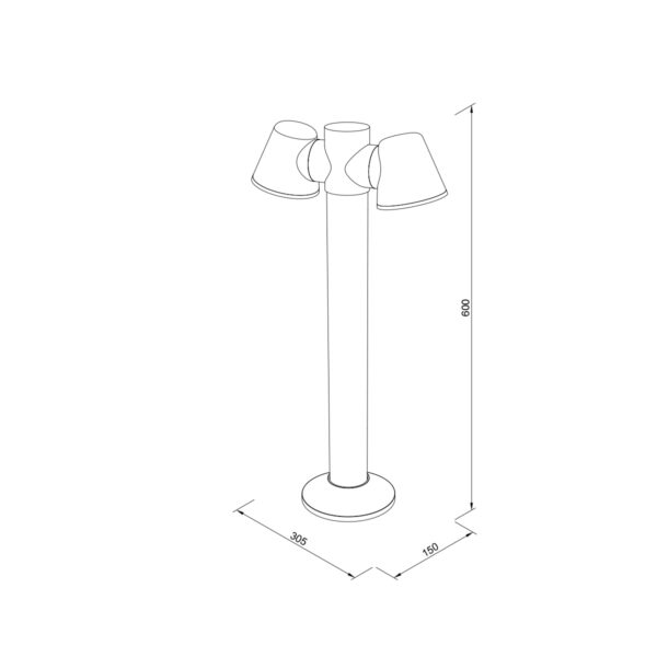 it-Lighting Shasta 2xGU10 Outdoor Pole Light Black D:150x305x600mm (80400814) - Image 2