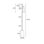 ΔΑΠΕΔΟΥ ΜΑΥΡΟ ΜΕΤΑΛΛΟ D15*H165cm 3ΧΕ27 KENNETH - Image 3