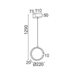 ^ΚΡΕΜΑΣΤΟ Φ/Σ LED 8W 3000K 750LM ΜΑΥΡΟ ΜΕΤΑΛΛΙΚΟ 22X11XH129CM EUCLID3 - Image 2