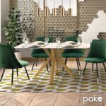 Τραπέζι Paris pakoworld γυαλί 8mm σχέδιο μαρμάρου-χρυσό 160x80x75εκ - Image 2