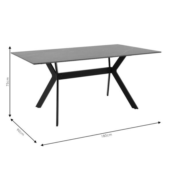 Τραπέζι Olivet pakoworld sintered stone μαύρο μαρμάρου-μαύρο 180x90x75εκ - Image 4