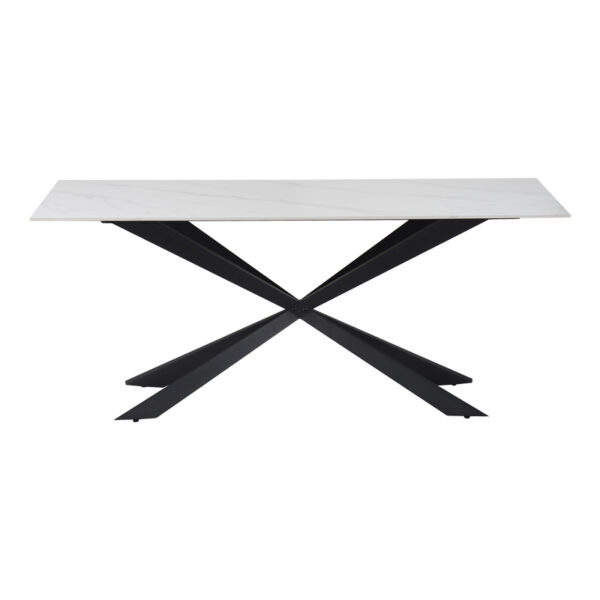 Τραπέζι Cozline Inart λευκό μαρμάρου sintered stone-πόδι μαύρο μέταλλο 180x90x76εκ - Image 2