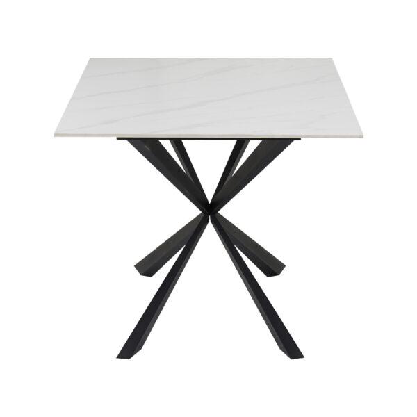 Τραπέζι Cozline Inart λευκό μαρμάρου sintered stone-πόδι μαύρο μέταλλο 180x90x76εκ - Image 3