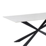 Τραπέζι Cozline Inart λευκό μαρμάρου sintered stone-πόδι μαύρο μέταλλο 180x90x76εκ - Image 4