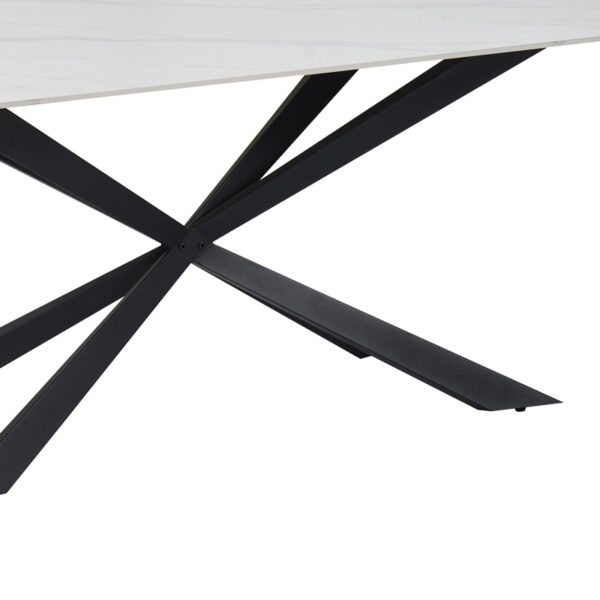 Τραπέζι Cozline Inart λευκό μαρμάρου sintered stone-πόδι μαύρο μέταλλο 180x90x76εκ - Image 5