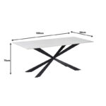 Τραπέζι Cozline Inart λευκό μαρμάρου sintered stone-πόδι μαύρο μέταλλο 180x90x76εκ - Image 6