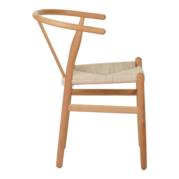 Καρέκλα Wishbone pakoworld rubberwood-σχοινί σε φυσική απόχρωση 53.5x57x74εκ - Image 3