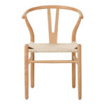 Καρέκλα Wishbone pakoworld rubberwood-σχοινί σε φυσική απόχρωση 53.5x57x74εκ - Image 4