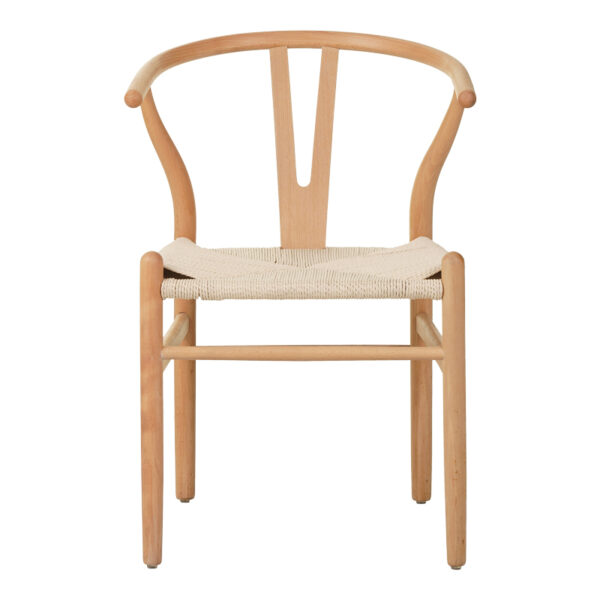 Καρέκλα Wishbone pakoworld rubberwood-σχοινί σε φυσική απόχρωση 53.5x57x74εκ - Image 4