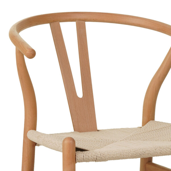 Καρέκλα Wishbone pakoworld rubberwood-σχοινί σε φυσική απόχρωση 53.5x57x74εκ - Image 6