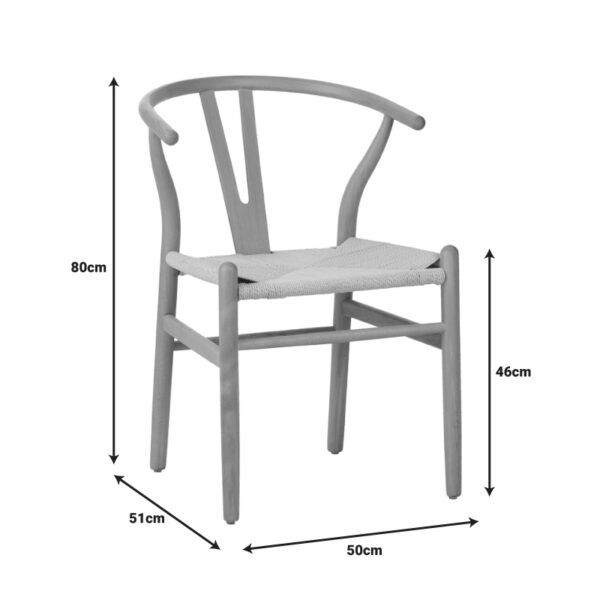 Καρέκλα Wishbone pakoworld rubberwood-σχοινί σε φυσική απόχρωση 53.5x57x74εκ - Image 8