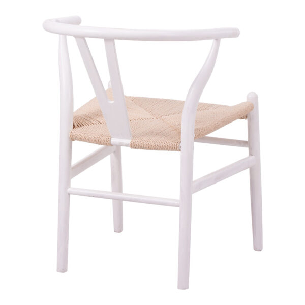 Καρέκλα Wishbone pakoworld rubberwood-σχοινί σε λευκή απόχρωση 53.5x57x74εκ - Image 2