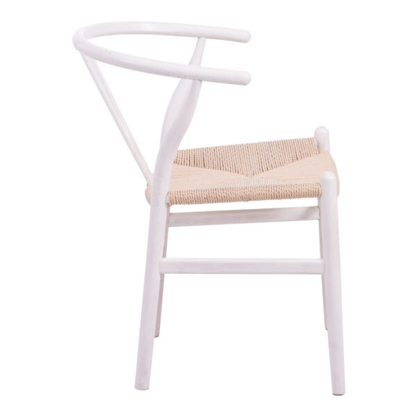 Καρέκλα Wishbone pakoworld rubberwood-σχοινί σε λευκή απόχρωση 53.5x57x74εκ - Image 3