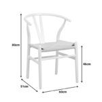 Καρέκλα Wishbone pakoworld rubberwood-σχοινί σε λευκή απόχρωση 53.5x57x74εκ - Image 6