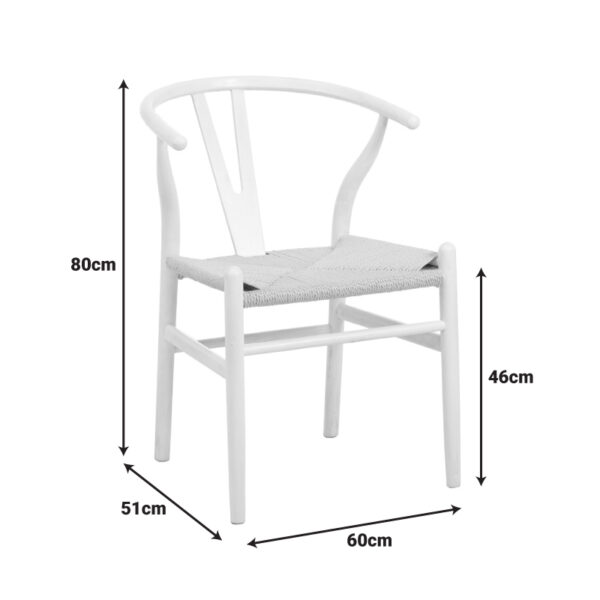 Καρέκλα Wishbone pakoworld rubberwood-σχοινί σε λευκή απόχρωση 53.5x57x74εκ - Image 6