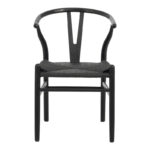 Καρέκλα Wishbone pakoworld rubberwood-σχοινί σε μαύρη απόχρωση 53.5x57x74εκ - Image 3