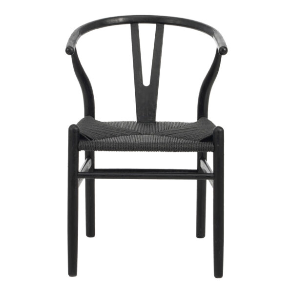 Καρέκλα Wishbone pakoworld rubberwood-σχοινί σε μαύρη απόχρωση 53.5x57x74εκ - Image 3