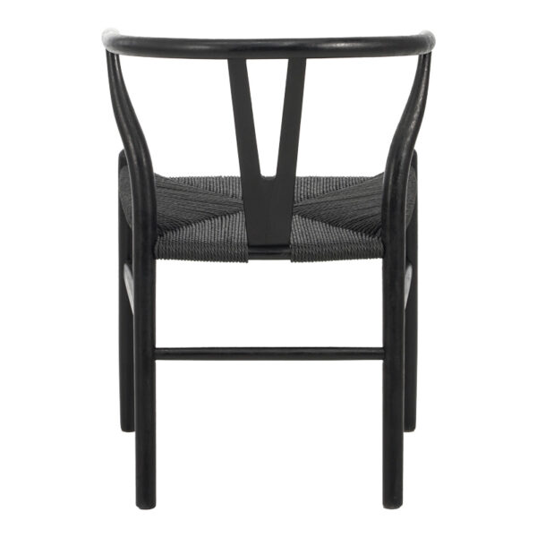 Καρέκλα Wishbone pakoworld rubberwood-σχοινί σε μαύρη απόχρωση 53.5x57x74εκ - Image 4