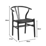 Καρέκλα Wishbone pakoworld rubberwood-σχοινί σε μαύρη απόχρωση 53.5x57x74εκ - Image 5