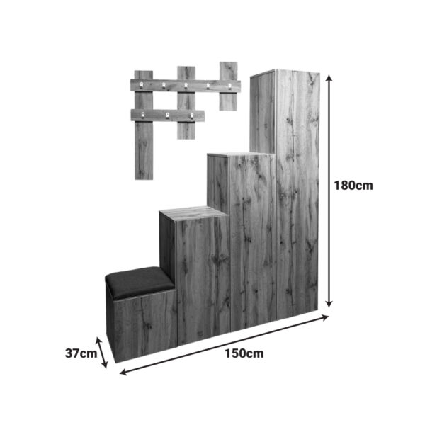 Έπιπλο εισόδου Nenich pakoworld σε sonoma απόχρωση 150x37x180εκ - Image 5