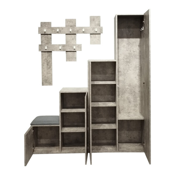 Έπιπλο εισόδου Nenich pakoworld σε γκρι oak απόχρωση 150x37x180εκ - Image 4